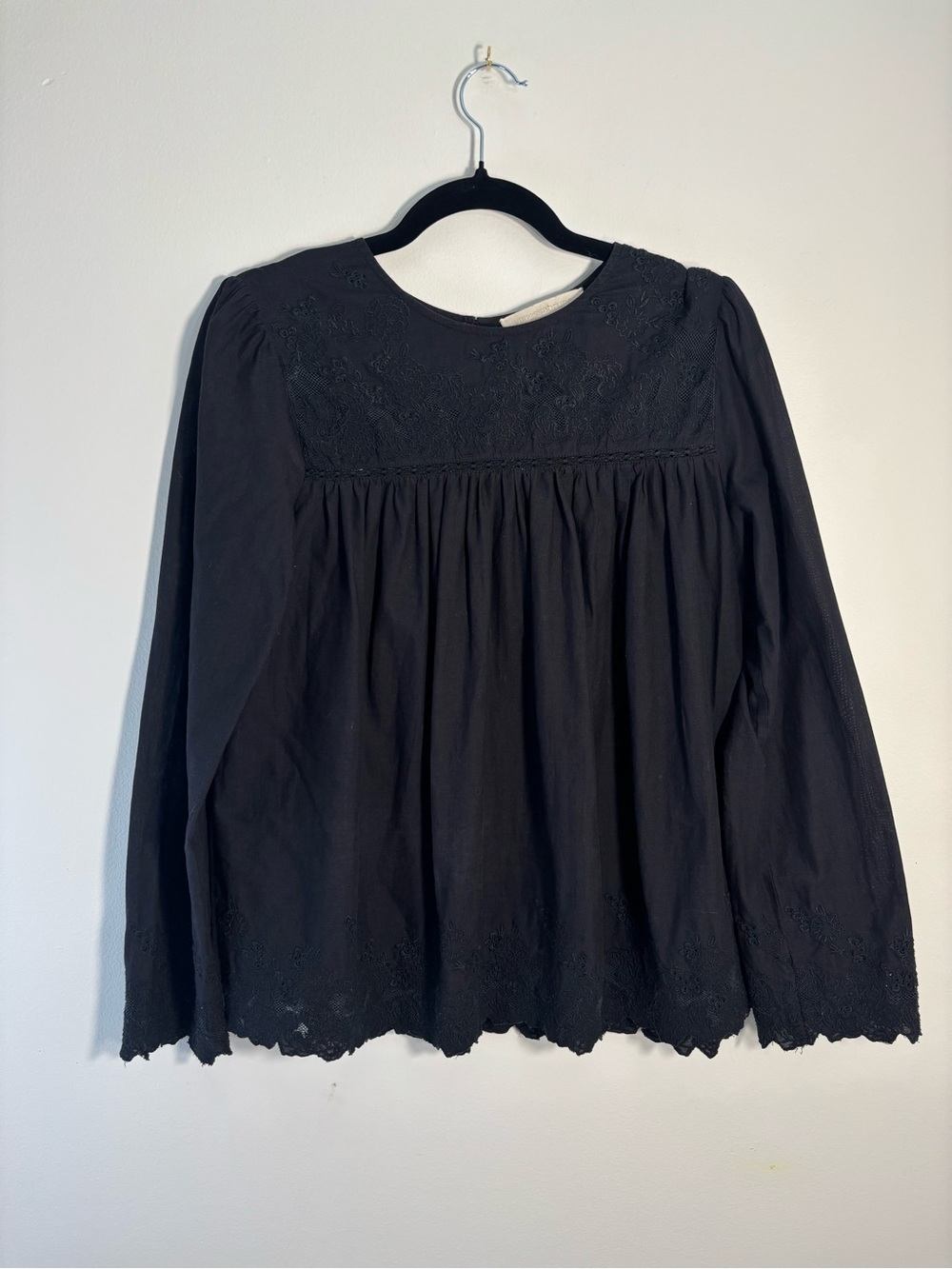 Vanessa Bruno Black Embroidered Long-Sleeve Tunic Top